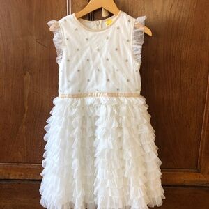 Mini-Boden Cream-Colored Party Dress, Size 8-9